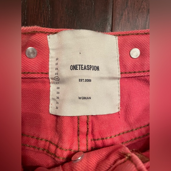 One Teaspoon Bandit Shorts Womens High Waist Coral Studs 26 - Picture 2 of 3
